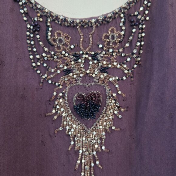 Matthew Williamson Beaded Purple Sleeveless Tank Top Size 8 Small b62 - Picture 5 of 8